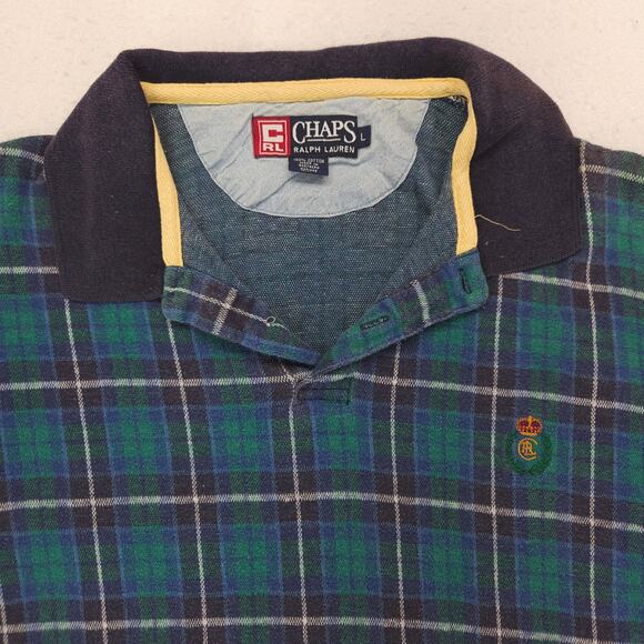 Chaps Casual Short Sleeve Collared Polo Shirt Mens Size Large L Blue Green - Picture 1 of 9